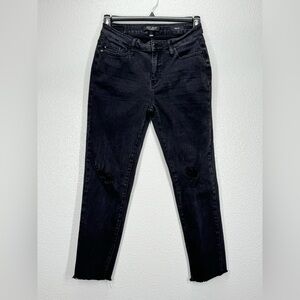 Judy Blue Black Distressed Raw Hem Jeans 7/28 Skinny Style# JB88137 Slim Fit